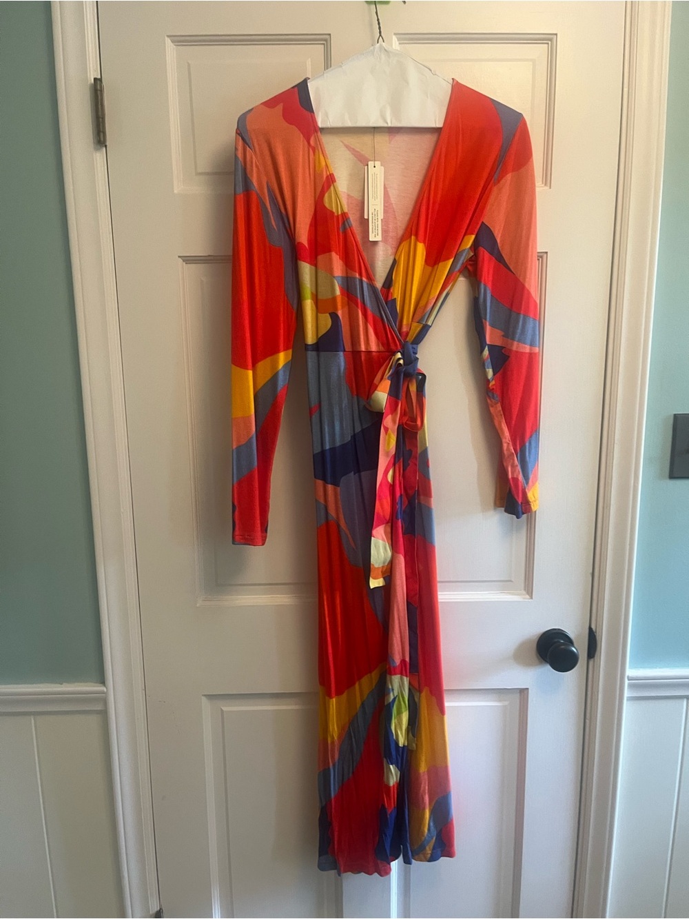 Anthropologie Multicolor Abstract Wrap Maxi Dress - Picture 3 of 4